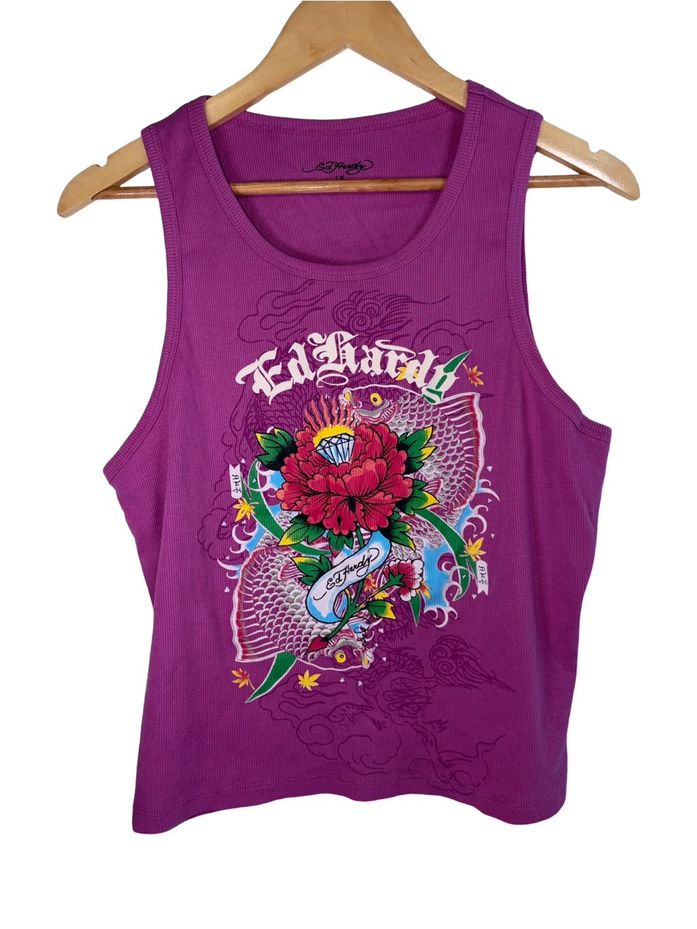 Ed Hardy Women's plus Purple Graphic Tank Top